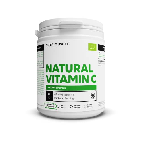 Vitamine C Bio - 100% naturelle issue du Camu Camu | Renforce les défences immunitaires • Vertus antioxydantes et anti-inflammatoires • Aide à lutter contre la fatigue | Nutrimuscle | 60 gélules Cover