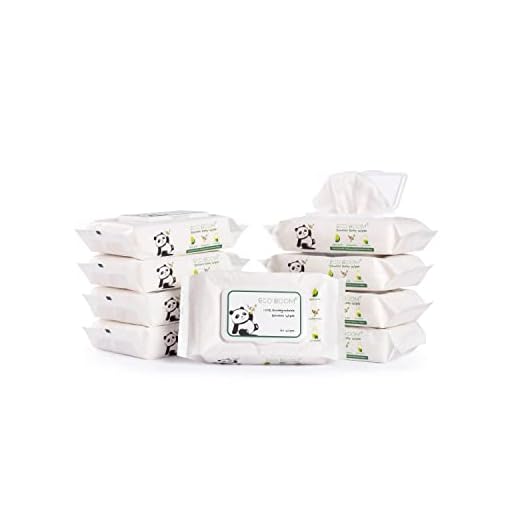ECO BOOM Water Wipes, Unscented Baby Wipes, Bamboo Viscose, Environment Friendly, Flushable, Cleaning Diaper Wipes, Ideal for Newborn Sensitive Skin, Useful While Traveling, 540 pieces