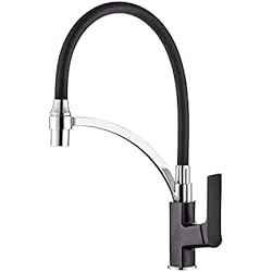 Fregadero Praga Ibergrif M14004B-2 Praga, Mezclador de Fregadero con Ducha Extraíble, Grifo de Cocina con Caño Flexible Negro