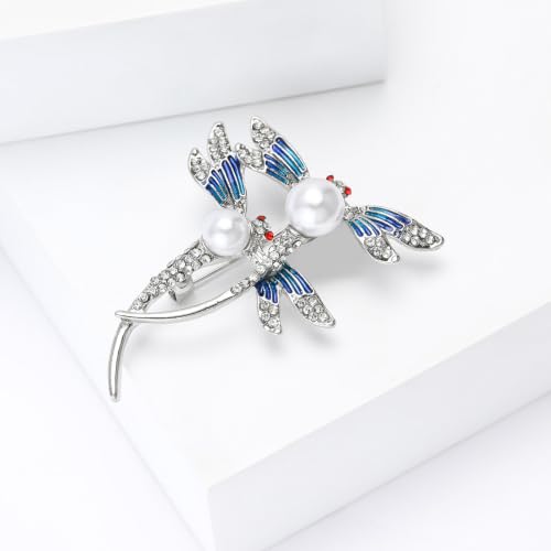 Image of Dragonfly Brooch Pin for Women Rhinestone Lapel Pins Vintage Animal Brooches for Costume Accessories