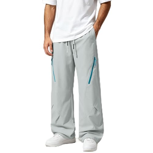 Pantalones de chándal para hombre de corte holgado estilo Y2k monocolor con bolsillos