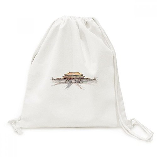 Toile Drawstring Backpack Cité Interdite Pékin sac à dos à cordon