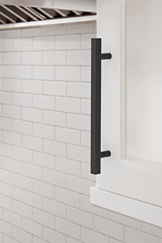 Image of Amerock 25 Pack 6-5 /16 inch Bar Pulls Square Matte Black Drawer Pull | 6-5 /16 inch (160mm) Center-to-Center Mounting Distance and 8-5 /8 inches Overall Length, Durable Zinc Cabinet Hardware