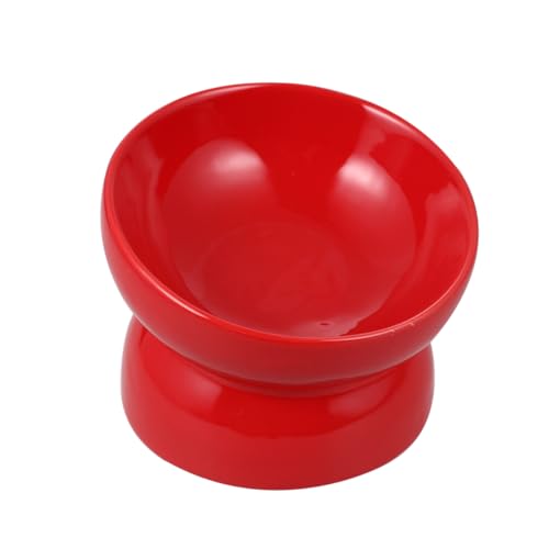 VICASKY Elevated Ceramic Pet Bowl Slanted Mouth Design for Easy Eating Durable Material Red Pet Feeding for Dogs and Puppies