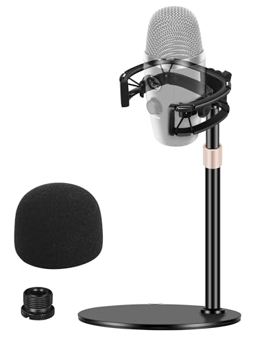 Borenbuir Microphone Stand with Shock Mount, [Custom Built for Yeti Nano Mic] Anti-Vibration Suspension Shock Mount Holder Clip Compatible with Blue Yeti Nano Microphones