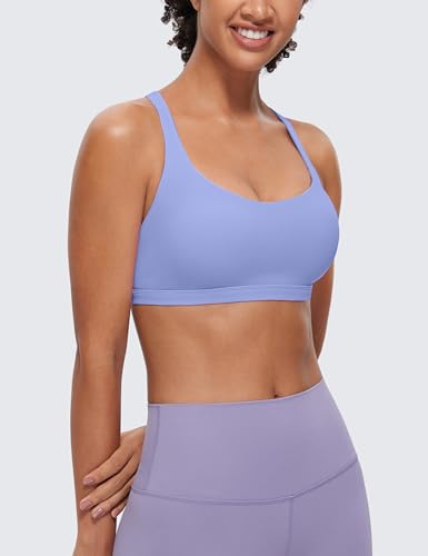 Image of CRZ YOGA Naked Feeling Strappy Sports Bras for Women - Criss Cross Back Wireless Padded Cami Yoga Workout Top
