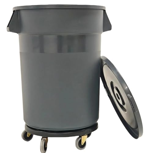 Cosogreen 32 Gallon Outdoor Trash Can with Lid and Wheels, Removable Wheels and Sturdy Handle Outdoor Trash Can for Outdoors, Hospitals, Garages, Backyards and Yards (Grey)