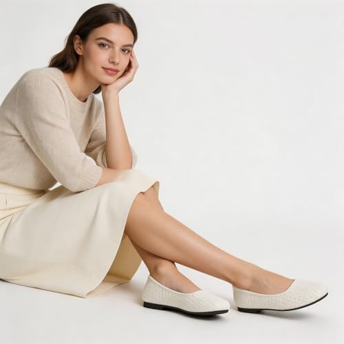 Image of Women's Ballet Flats Shoes Dress Slip on Shoes | PU Leather Teacher Business Casual Loafers Non Slip Low Heel Dressy