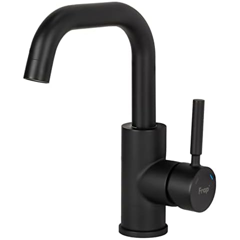 Frap Basin Mixer Tap, Mono Bathroom Vanity Sink Bar Tap Single Handle 360 Degree Swivel Small Kitchen Sink Mixer Tap with Lead Free Stainless Steel, Matt Black Cover