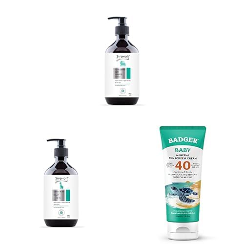 Sirenol Organik Bebek Saç Vücut Şampuanı 400 mL ve Sirenol Organik Bebek Losyonu - Yenidoğan 250 mL ve Badger Clear Zinc Kids Spf40+ Güneş Kremi 87 ml
