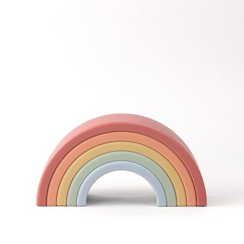 Image of Itzy Ritzy Rainbow Stacker Toy - Includes 5 Arches for Stacking; Helps Develop Hand-Eye Coordination; Rainbow
