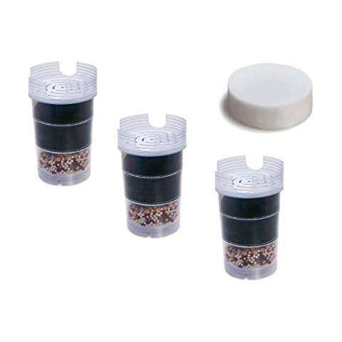 6 months supply of AcalaQuell water filter cartridges for AcalaQuell One/AcalaQuell Swing/AcalaQuell Sunny including 1 Micro Sponge | 3 water filter cartridges Cover