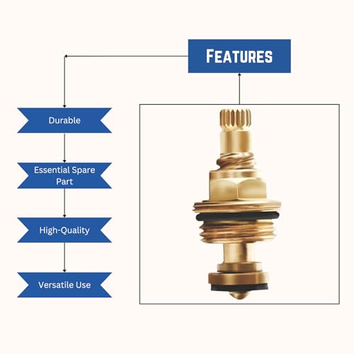 Image of NEW WARE Tap Spindle Replacement Disc for Jaguar Continental Type | 1 /2 Inch Rising Brass Faucet Valve Cartridge | Hot & Cold Water Tap Inner Spare for Bathroom Basin Kitchen Sink Mixer Faucet