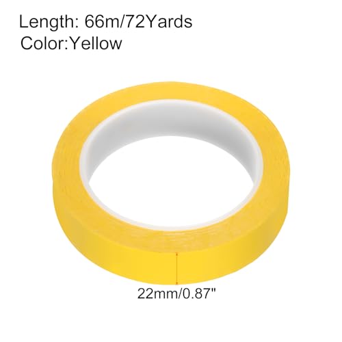 Image of uxcell 1 Rolls Yellow 0.87 Inch x 72 Yards Polyester Film Electrical Tape PET Tape High Temperature Heat Resistant Tape for Transformer Motor Wire 5S Positioning Logo,22mm x 66m