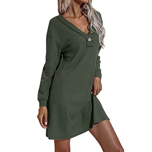 Pianshanzi Damen Strickkleid Pulloverkleid Zopfmuster Langarm Tunika Kleid Strickpullover Minikleid Rundhals Pullikleid Elegant A Linien Freizeitkleid Cover