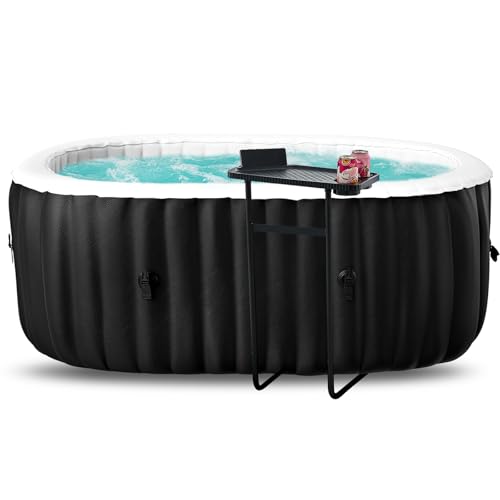NAIZEA 2 Person Hot Tub - Inflatable Portable Hot Tub 75x47x25Inch, Outdoor Oval Spa Blow Up Hottubs with 90 Bubble Jets and Heater Pump, Side Table, Cover, 2 Filter Cartridges