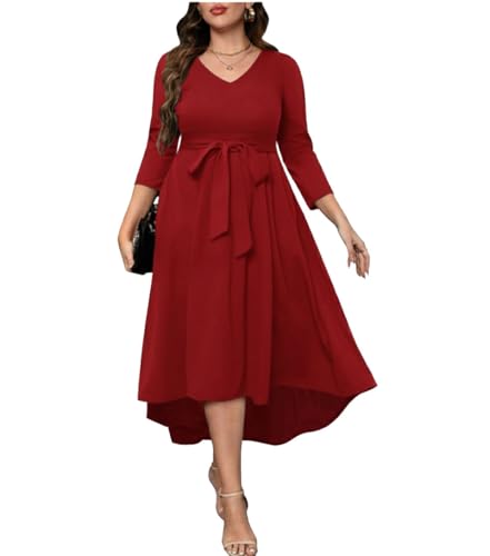 Image of C4D Women Plus Size V-Neck Party Cocktail High-Low Maxi Dress