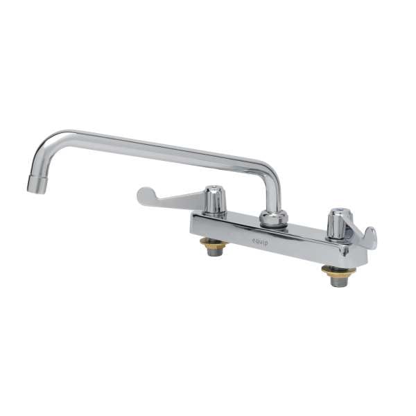 T&S Brass 5F-8CWX12 Equip 8" C/C Deck Mount Workboard Faucet with 12" Swing Nozzle, 4" Wrist Action Handles