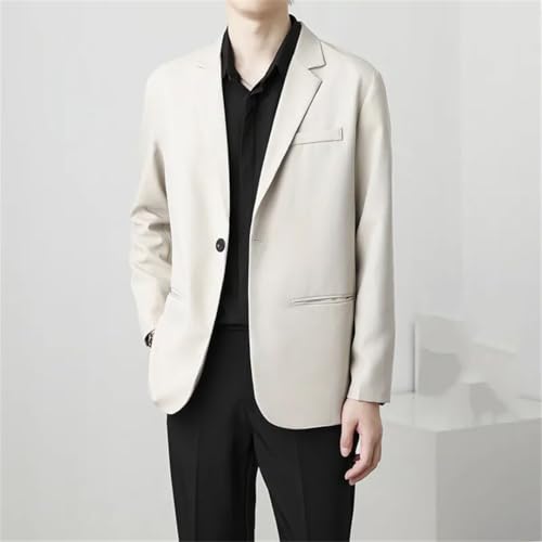 Men's Four Seasons Solid Color Slim Suit Jacket Casual Business Formal Wedding Light Blazer4