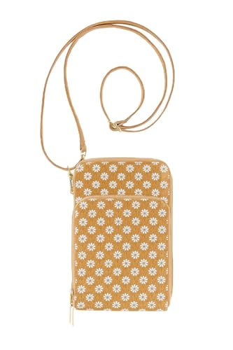 MIGURA Bolso Mujer De Corcho Ecológico Natural Bolso Para Móvil Bandolera Cartera Telefono Bolsito Vegano Producto Natural Estampado Flores Margaritas