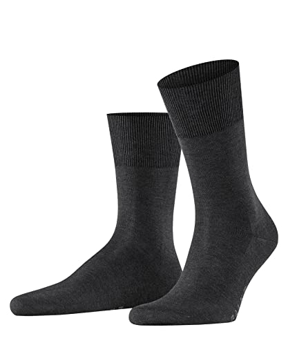 FALKE Men's Firenze Socks, Breathable, Elastic-Free, Fil D'Écosse Cotton, Crew Length, Trendy Work or Casual Clothing, Grey (Anthracite Melange 3190), 9.5-10.5, 1 Pair