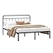 Kujielan 12 inches Queen Size Bed Frame with Minimalist headboard,Metal Platform Base with Strong Metal Slats,Mattress Foundation for Under Bed Storage,Easy Assembly,Black