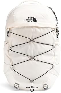 The North Face Women's Borealis Backpack, Gardenia Wht/Blk-NPF, OS | Everyday Travel Bag, Laptop Sleeve, Reflective Details