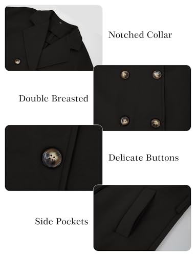 SEAUR Women's Classic Double-Breasted Trench Coat Wool Blend Lapel Pea Coat Mid Long Fall Winter Jacket Outwear4