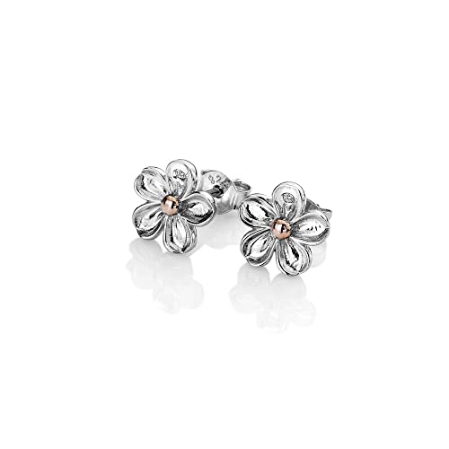 Hot Diamonds Forget Me Not Silver Earrings | 925 Sterling Silver Rose Gold Flower Earrings with Real Diamonds | Everyday Elegant Diamond Stud Earrings | Timeless Floral Jewellery