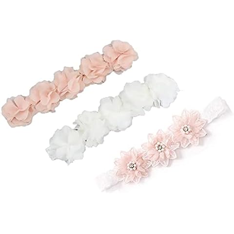 LATRAT Lote de 3 diademas de flores para bebé niña Cover