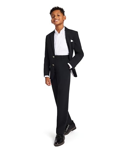 Tommy Hilfiger Boys' Flat-Front Dress Pant, Straight Leg Fit, Zip Fly & Belt Loops, Side & Back Pockets4