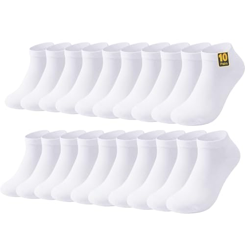 Wamicu 10 Paar Sneaker Socken Herren Damen Kurze Baumwolle Halbsocken Dünn & Bequem Sportsocken Unisex Größe 39-42 (Weiß)