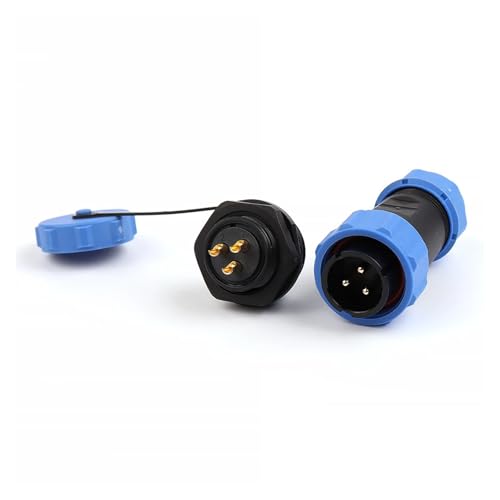 Conector impermeable SP21 IP68 con tuerca trasera de 3 pines para cables eléctricos en paneles 4
