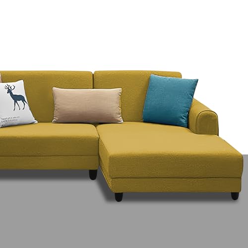Image of Kraven RHS 4 Seater L Shape Sofa Set for Living Room (Yellow Fabric) Premium Fabric Sofa