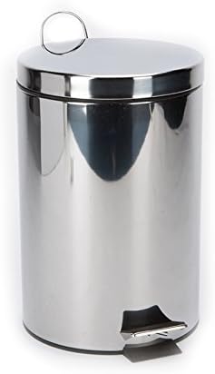 Denny International S/Sless Steel 3L 5L 12L 20L 30L Silver Pedal Bin Kitchen Bathroom Toilet Rubbish Office Waste (12L)