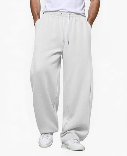 Image of Susclude Mens Lightweight Baggy Sweatpants Wide Leg Gym Lounge with Pockets | Wide Leg, Premium Cotton Blend, Inner /Outer Drawstring, 3 Pockets, Y2K Oversized, Breathable for Gym Lounge All Seasons