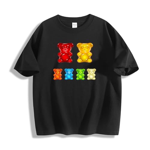 Cute Gummy Bear Kids T-Shirt Shirts Cotton Tee Tops Black