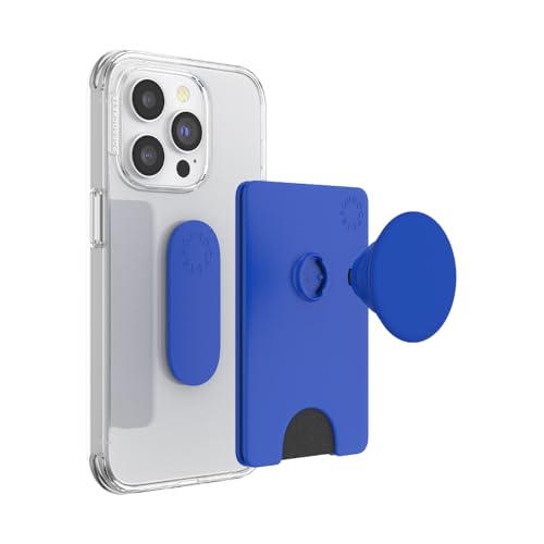 Image of PopSockets Adhesive Phone Wallet and Card Holder with Grip, Blue - Cobalt