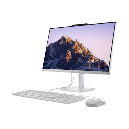 Image of Lenovo A100 23.8 inch FHD All-in-One Desktop Computer, 16GB RAM 1TB SSD, Quad-Core Intel Processor, HDMI, Windows 11, Wired Keyboard & Mouse with PLUSERA 8-in-1 Hub, Gray
