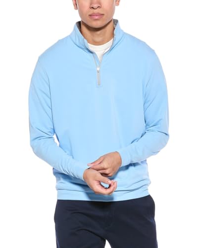 PETER MILLAR Mens Quarter Zip Knitwear, M, Blue