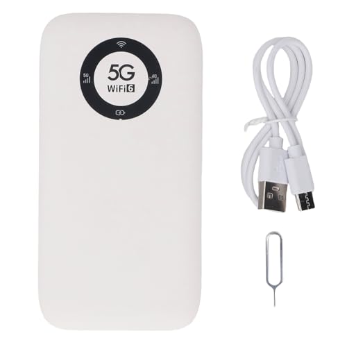 Vvikizy 5G Mobile Hotspot WiFi 6 Router Portátil con Batería de 7100 MAh 2.77 Gbps Descargar 16 Dispositivos Soporte para Travel Home Office (Beige)