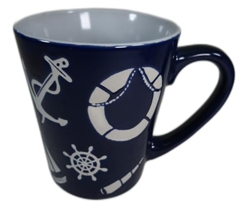 1 Maritim Tasse 10,5 x 9 cm Becher Anker Rettungsring Fernglas Schiff...