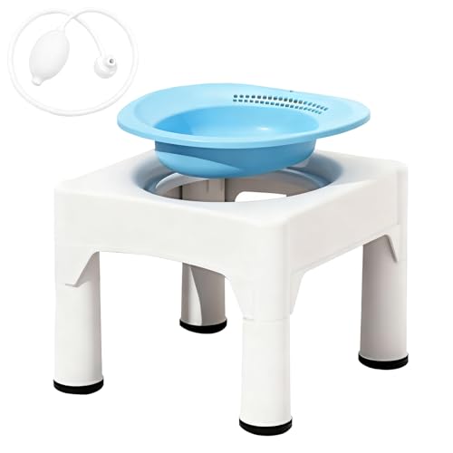 Sitzbadewanne Tragbares Sitzbad mit integriertem Hocker hockfreier Sitzbadhocker abnehmbares Sitzbad mit Spülfunktion geeignet zur Behandlung von Hämorrhoiden zur postnatalen Pflege und zur Alten