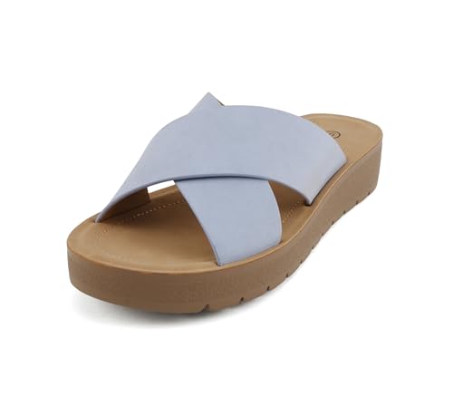 Image of Soda LUCY ~ Women Open Toe Flatform Platform Crisscross Band Upper Fashion Slide Sandals
