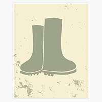 Grunge Green Autumn Wellies in Green and Cream Sticker Decal Laptop Car Window Vinyl 5\"