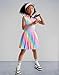 JiAmy Girls Tennis Dress V Neck Sleeveless Golf Polo Dresses Kids Fashion Back Cutout Pleated Dress Rainbow Star Printed 11-12 Y