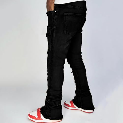 Men Cargo Jeans Distressed Ripped Skinny Straight Leg Jeans Fashion Casual Denim Pants Streetwear3