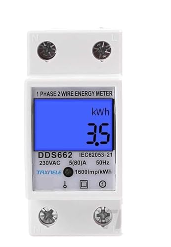 Single Phase Two Wire LCD Digital Display Wattmeter Power Consumption Energy Electric Meter kWh AC 230V 50Hz Electric Din Rail(with Backlight)