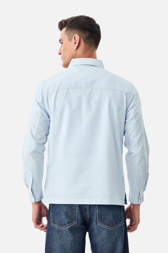 Image of SNITCH Men Casual Shirt for Smart Casual Wear | Regular Fit Full Sleeve Point Collar Plain Style | 100% Breathable Cotton & Durable Fabric for Outings & Daily Use | Light Blue