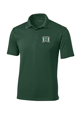 Hawaii Rainbow Warriors Prime Athletic Logo Micropique Moisture Wicking Lightweight Golf Polo Green Large